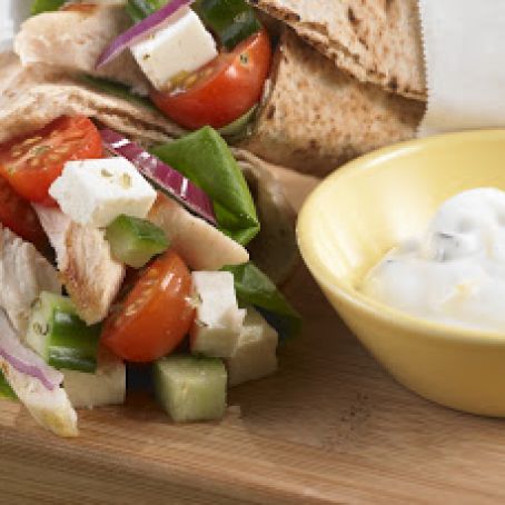 LEFTOVER-Greek veggie, chicken and cheese wrap